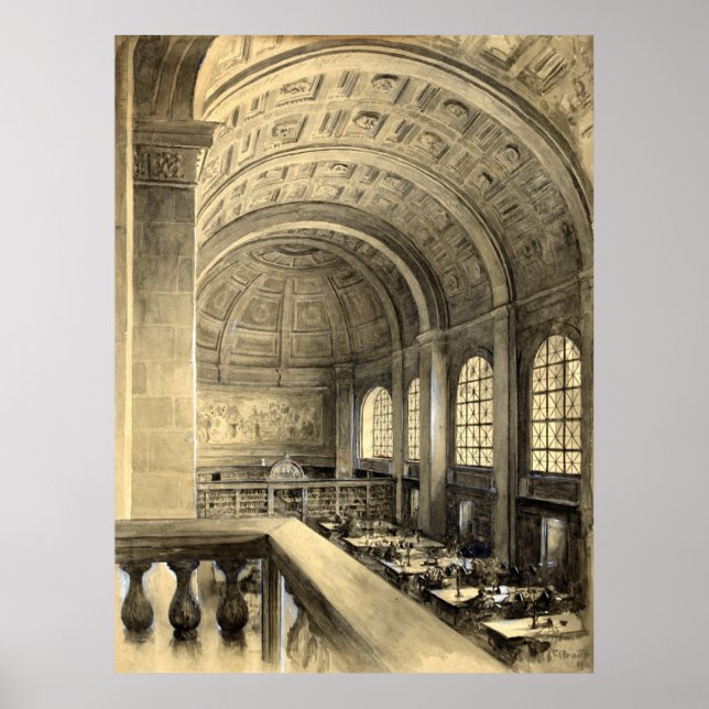 Affiche Boston Public Library Bates Hall 1896 (Devant)