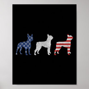 Affiche Boston Terrier 4 juillet Chien Patriotique Drapeau