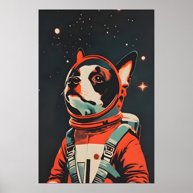 Affiche Boston Terrier Astronaut Poster, Boston Terrier (Devant)