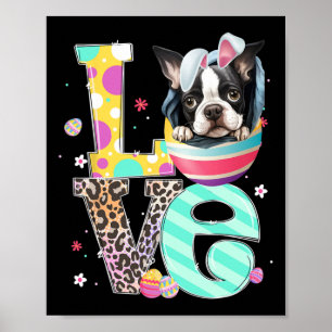 Affiche Boston Terrier Bunny Amoureux des animaux du visag