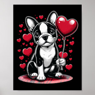 Affiche Boston Terrier chien Saint-Valentin propriétaire d