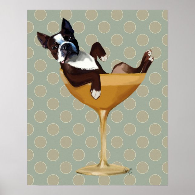 Affiche Boston Terrier in Cocktail Glass (Devant)