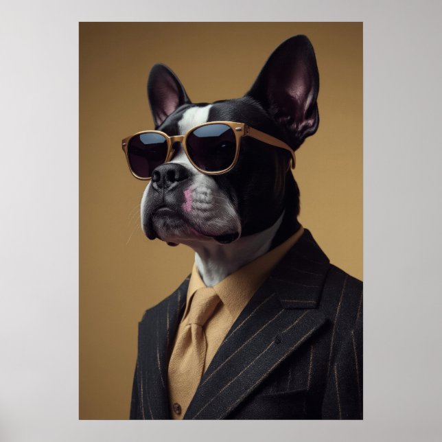 Affiche Boston Terrier in Pinstripe Suit and Sunglasses (Devant)