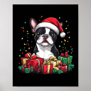 Affiche Boston Terrier Santa Hat Funny Christmas Bostie Do