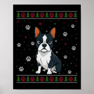 Affiche Boston Terrier Sweat de Noël Xmas Animal de compag