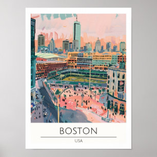 Affiche Boston USA Illustration d'art vintage Voyage