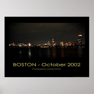 Affiche Boston - Vue panoramique la nuit