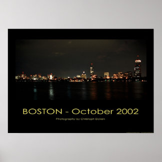 Affiche Boston - Vue panoramique la nuit