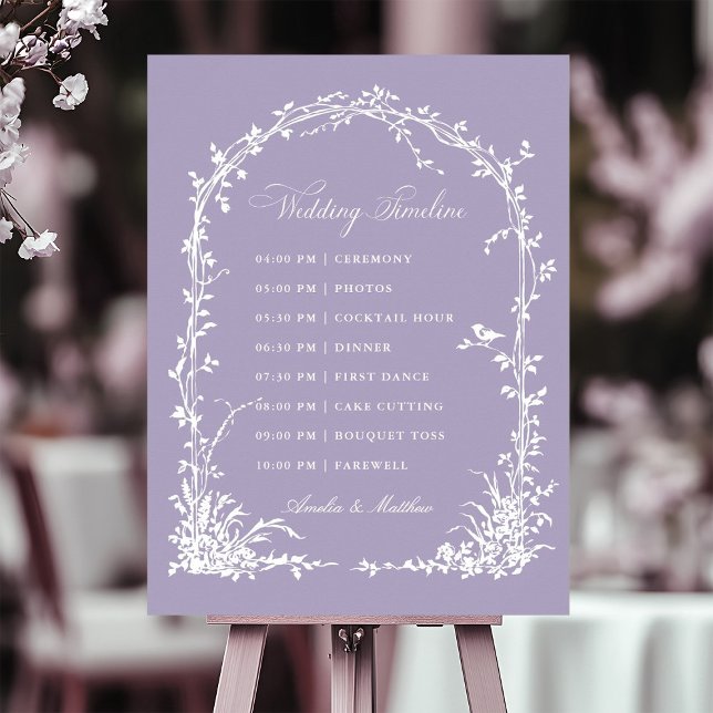 Affiche Botanical Arch Garden Lavender Wedding Timeline (Créateur téléchargé)