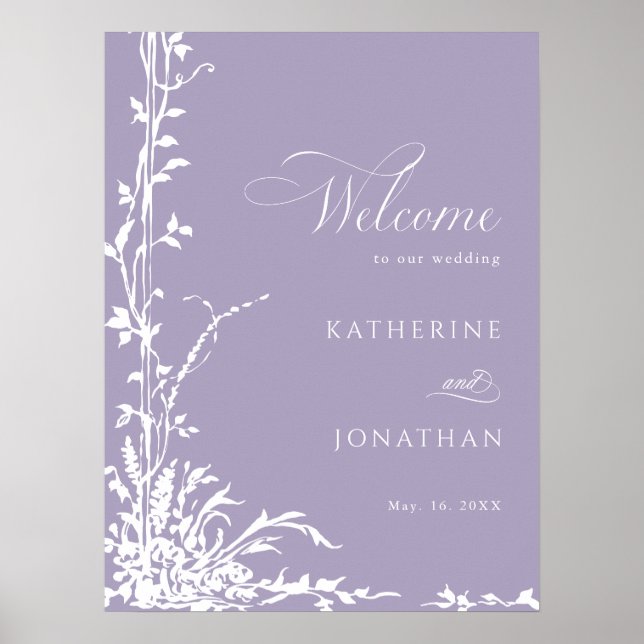 Affiche Botanical Arch Garden Lavender Wedding Welcome  (Devant)