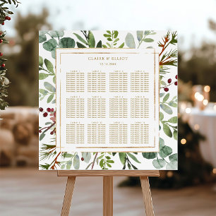Affiche Botanical Christmas Gold Wedding Seating Chart