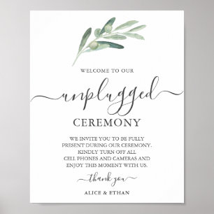 Affiche Botanical Olive Unplugged Wedding Sign