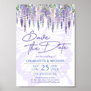 Affiche Botanical Wisteria Garden Wedding Enregistrer la d