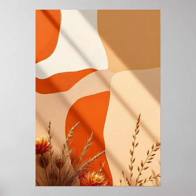 Affiche botanique aux formes abstraites Boho Terra (Devant)