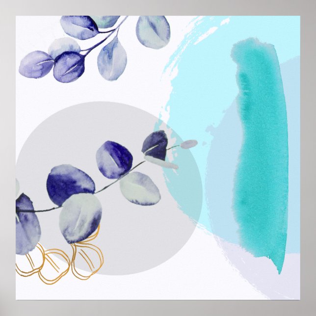 Affiche Botanique Boho Cyan Pourpre (Devant)