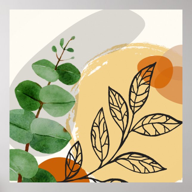 Affiche Botanique Boho Green Orange (Devant)