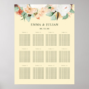 Affiche Botanique Boho Mariage en fleurs jaunes