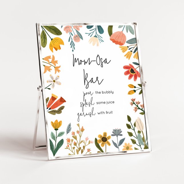Affiche Botanique Bright Fleur sauvage Maman Osa Bar (Botanical Bright Wildflower Baby Shower Mom Osa Bar Sign
)