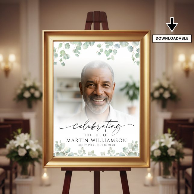 Affiche Botanique Célébration de la vie Photo funéraire (Créateur téléchargé)