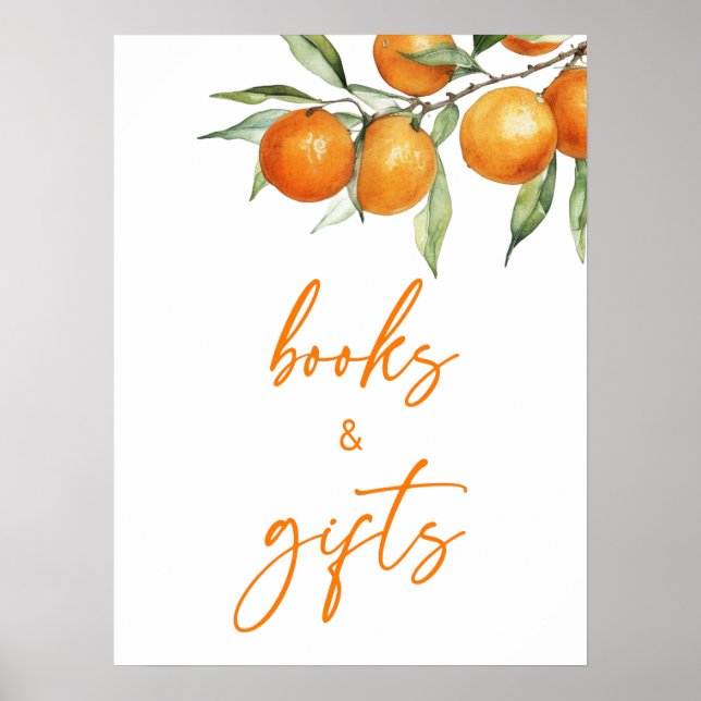 Affiche Botanique Citrus Orange Baby shower Livres & Cadea (Devant)