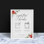 Affiche Botanique d'hiver Floral Minimaliste Signature Boi<br><div class="desc">Elégante aquarelle Winter Botanical Floral,  signature minimaliste boissons affiche mariage.</div>