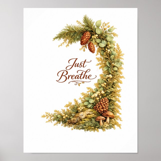 Affiche botanique du cône de pin de la forêt (Devant)