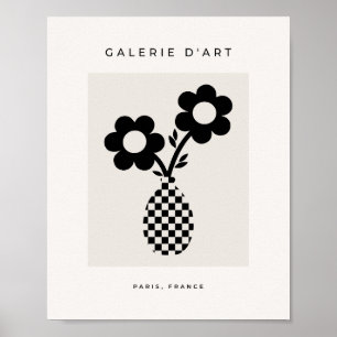 Affiche Botanique Florale Noir Et Beige