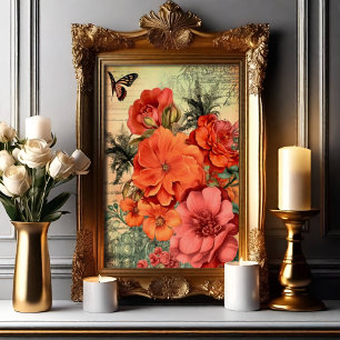 Affiche Botanique Florale Orange