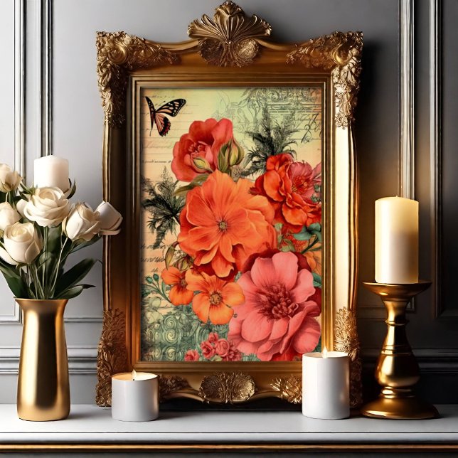 Affiche Botanique Florale Orange (Vintage Floral Ephemera)