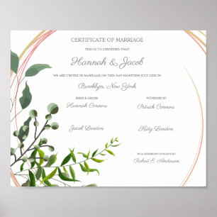 Affiche Botanique Géométrique avec Mariage Feuille