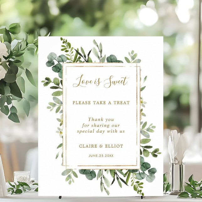 Affiche Botanique Gold Love is Sweet Dessert Bar Panneau (Créateur téléchargé)