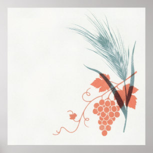Affiche botanique minimale Corail Vigne Bleu Triti