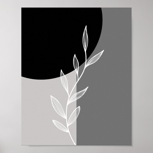 Affiche Botanique minimaliste gris noir (Devant)