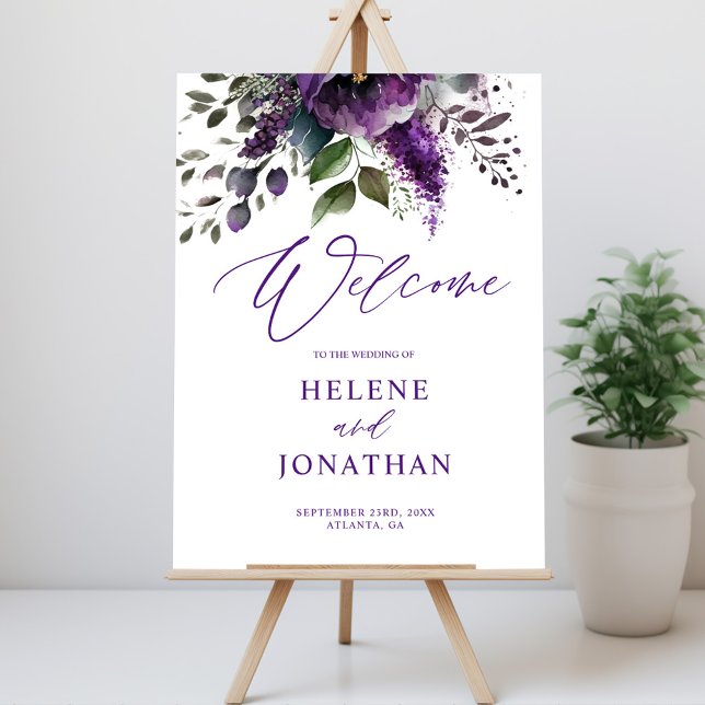 Affiche Botanique Moderne Mariage élégant Bienvenue (Botanical Modern Elegant Wedding Welcome Poster)