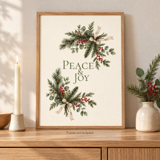 Affiche Botanique Paix et Joie Noël Nordique