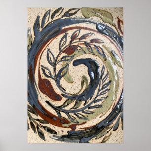 Affiche botanique spirale tons terre
