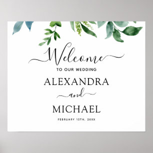 Affiche Botanique Verdure Foliage Mariage d'aquarelle
