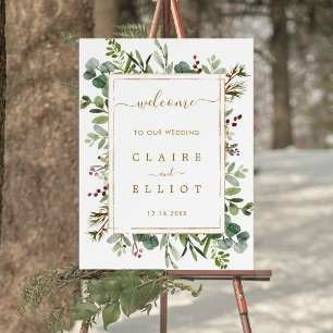 Affiche Botanique Verdure Noël Mariage d'or Bienvenue
