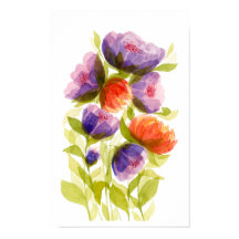 Botaniques Aquarelle Corail Violet