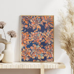 Affiche Botaniques d'automne en Terre Neutres et Marine<br><div class="desc">Un design botanique audacieux de rosettes florales dans une riche palette de couleurs automnales de bleus et de beige.</div>