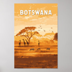 Affiche Botswana Illustration Travel Art Vintage