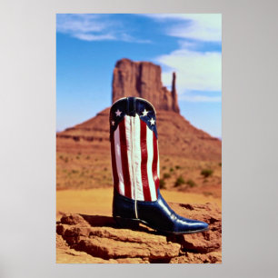 Affiche Botte de cowboy solitaire, Monument Valley, Arizon