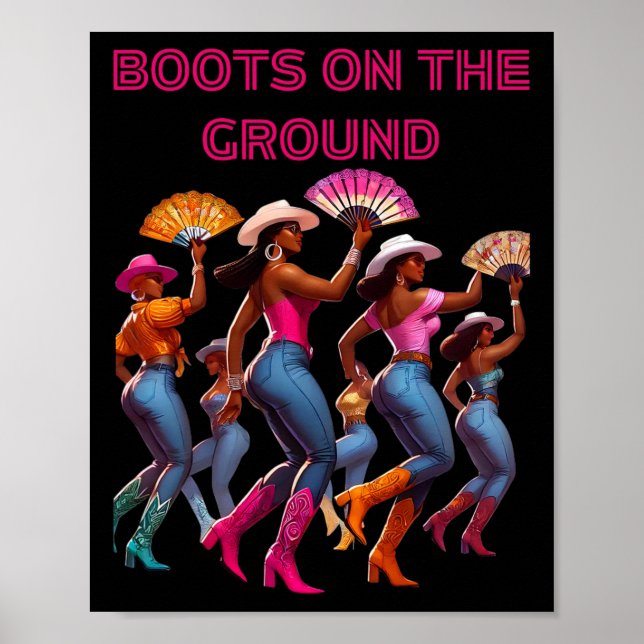 Affiche Bottes Au Sol Line Danser Queens Black Grou (Devant)