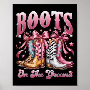 Affiche Bottes de cow-boy occidentales cowgirl rose léopar