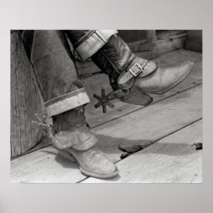 Affiche Bottes de cowboy, 1940. Photo vintage