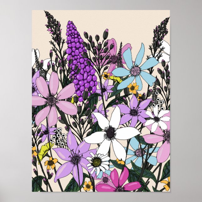Affiche Bottes de cowboy avec fleurs sauvages (Devant)
