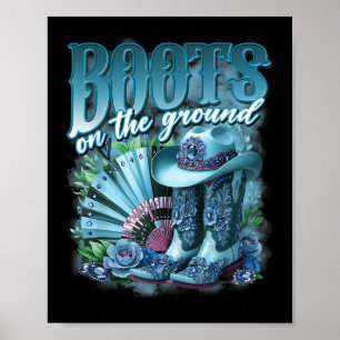 Affiche Bottes de Cowgirl Cowboy Western Rétro sur Da