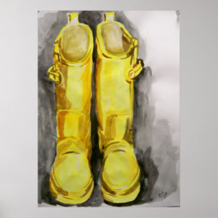 Affiche Bottes de pluie jaunes 4