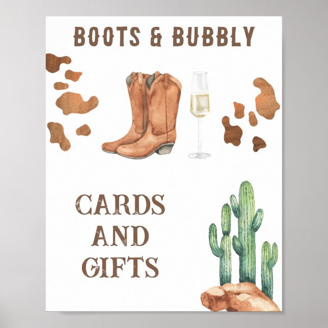 Affiche bottes et mousseux Cartes de douche nuptiale et ca (Devant)