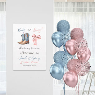 Affiche Bottes ou vaches bleu rose Genre Révélation Bienve